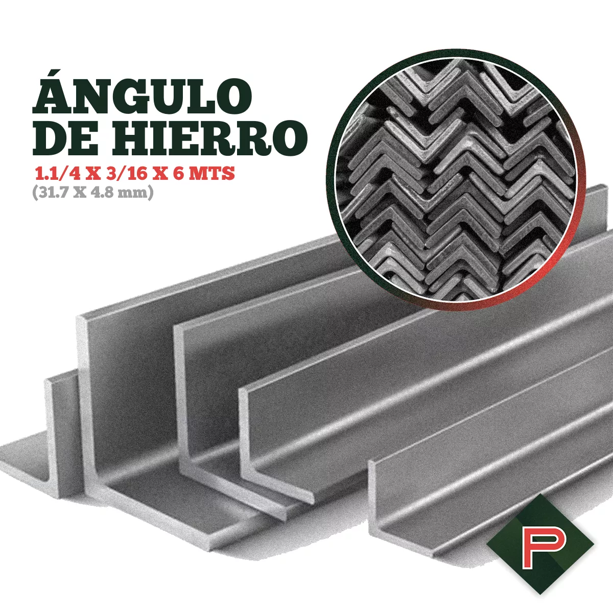 Ángulo Hierro 1 3/4 X 3/16 (44.4 X 4.8 mm) •  6 Mts • Perticari