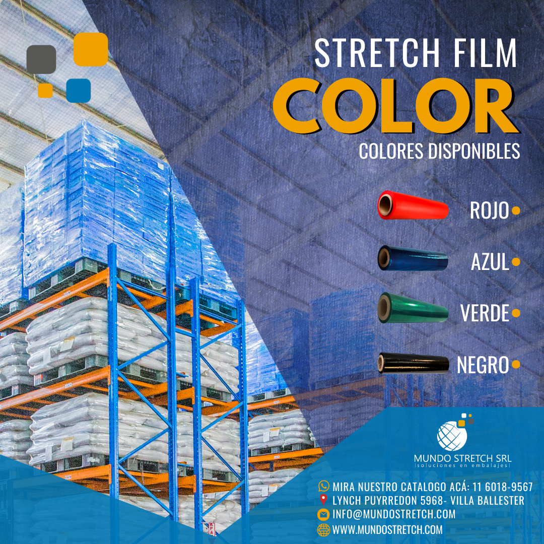 Film Stretch Manual Color (Negro, Rojo, Verde, Azul) con mango